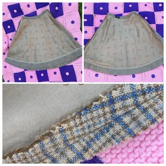 Vintage 50s 60s pendleton wool plaid skirt XS S tartan made in USA beige blue - Picture 8 of 10